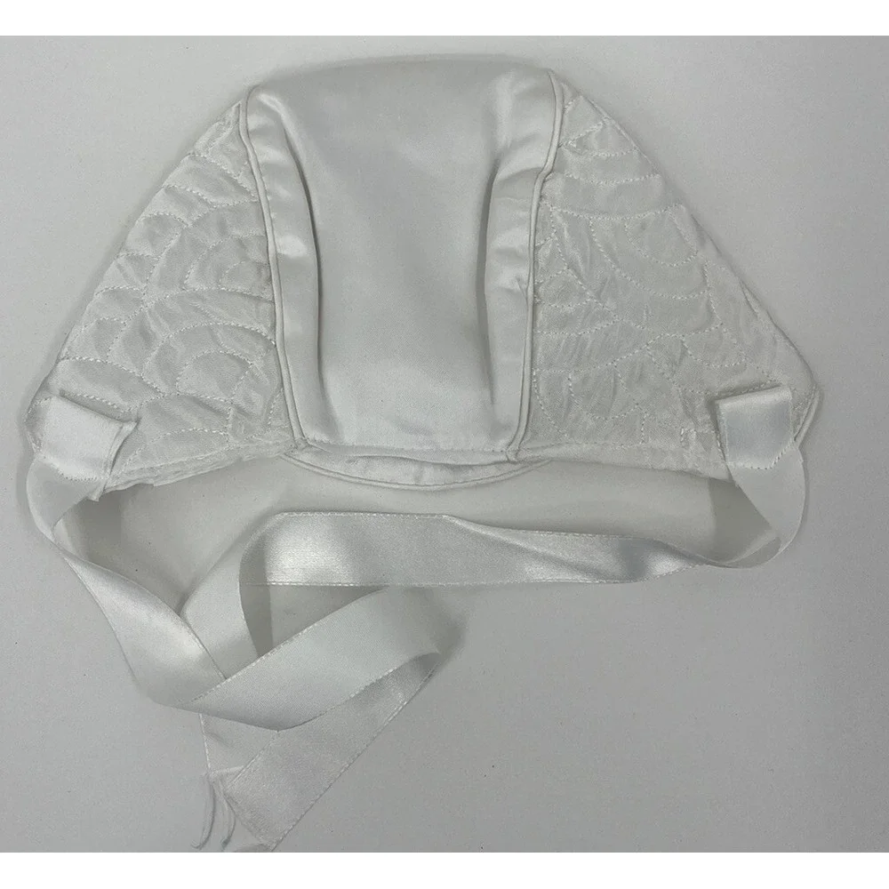 Vintage Madonna Quilted Satin Baptism Christening Cap Hat 0-6 Months